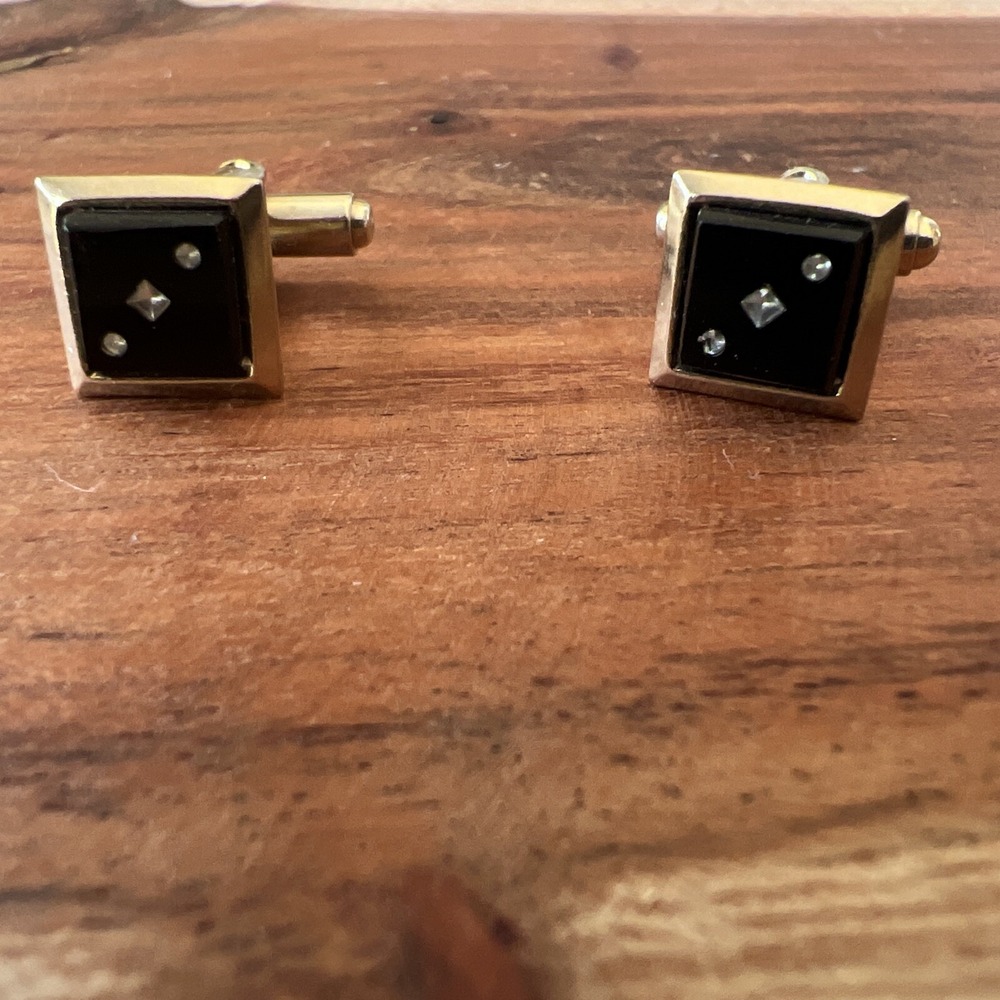 Vintage Cufflinks Jewelry Gold Tone And Black